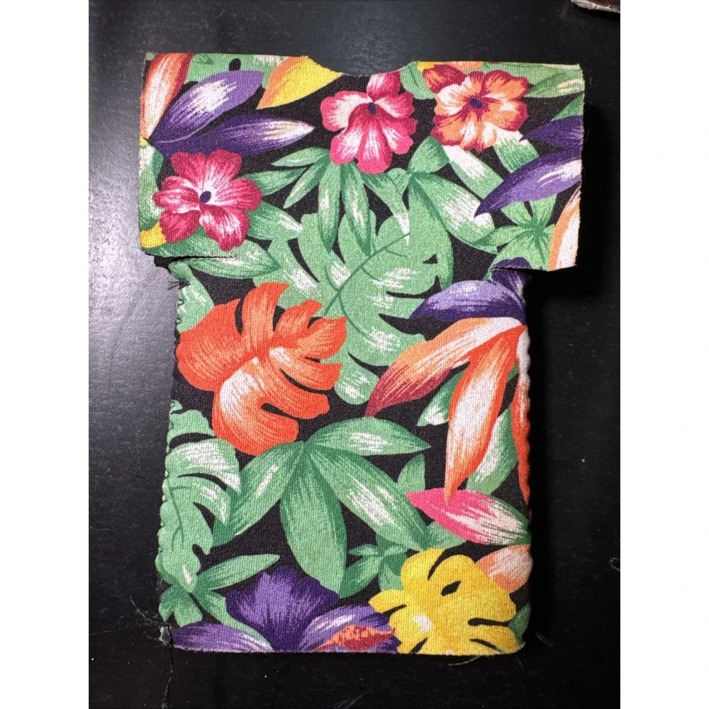Lot of 3 New Tropical Neoprene Can Koozies Hawaiian Palm Tree Fish Floral